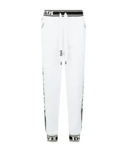 Dolce & Gabbana Logo Stripe Sweatpants W0800-OPTICAL WHITE