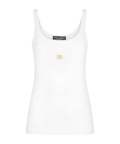 Dolce & Gabbana Logo Tank Top W0800-OPTICAL WHITE Camis & Tanks
