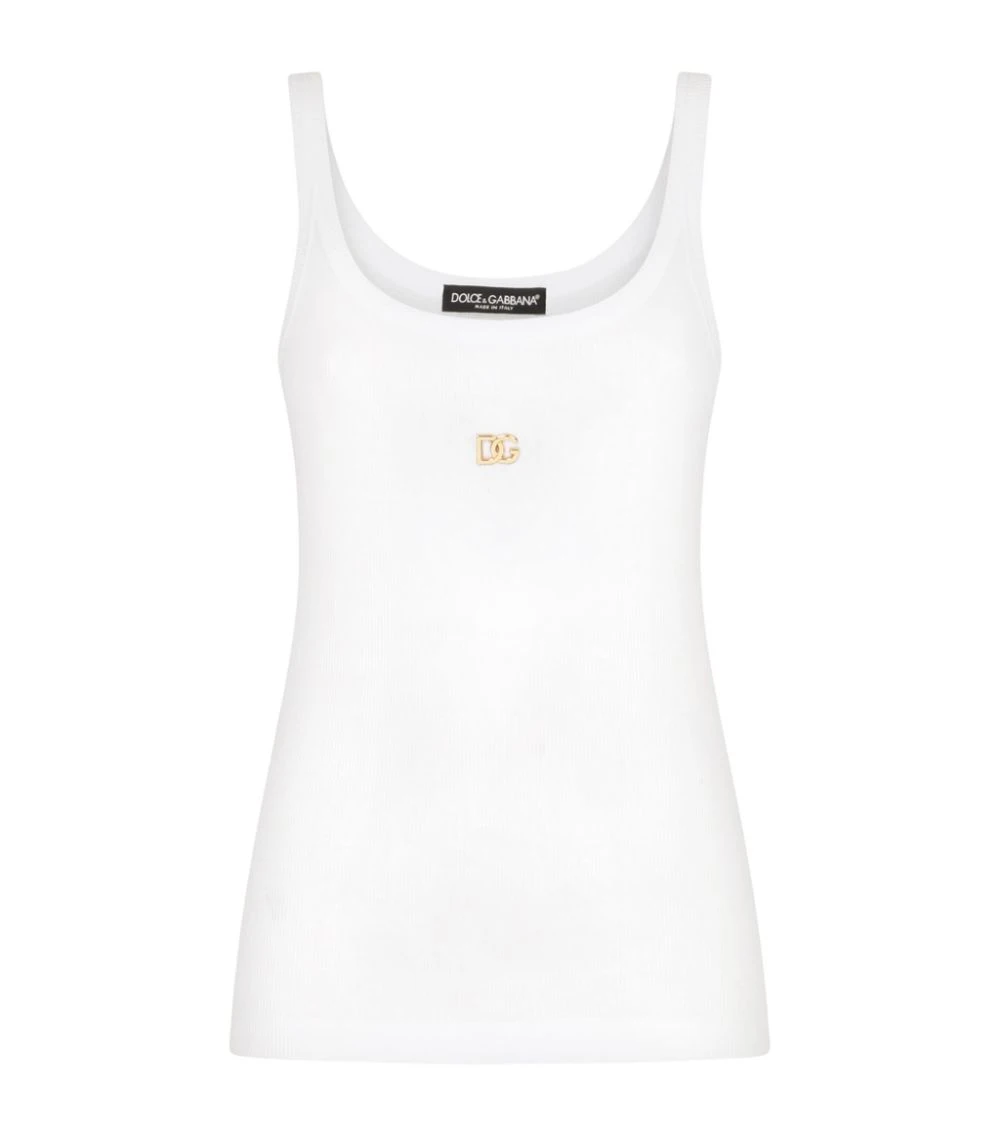 Dolce & Gabbana Logo Tank Top W0800-OPTICAL WHITE Camis & Tanks 1 Dolce & Gabbana Logo Tank Top W0800-OPTICAL WHITE Camis & Tanks
