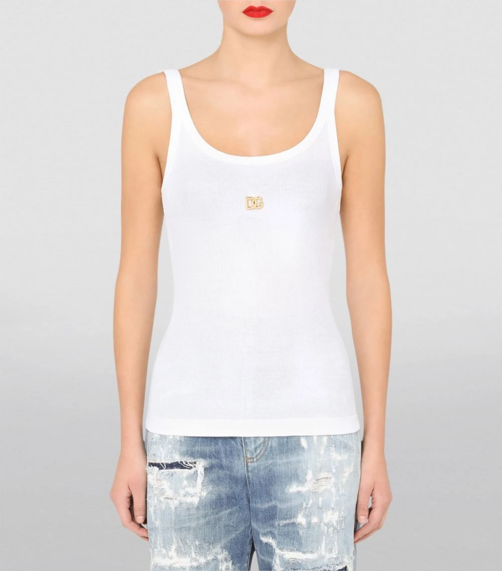 Dolce & Gabbana Logo Tank Top W0800-OPTICAL WHITE Camis & Tanks 3 Dolce & Gabbana Logo Tank Top W0800-OPTICAL WHITE Camis & Tanks - Image 3