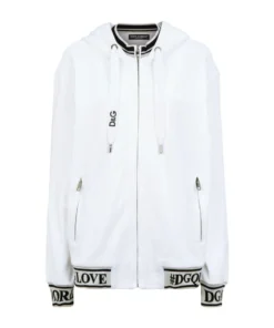 Dolce & Gabbana Logo Tape Hoodie W0800-OPTICAL WHITE Sweatshirts