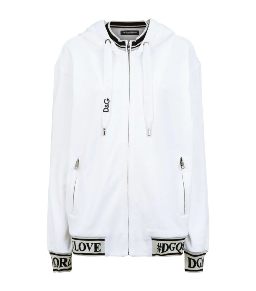 Dolce & Gabbana Logo Tape Hoodie W0800-OPTICAL WHITE Sweatshirts 1 Dolce & Gabbana Logo Tape Hoodie W0800-OPTICAL WHITE Sweatshirts
