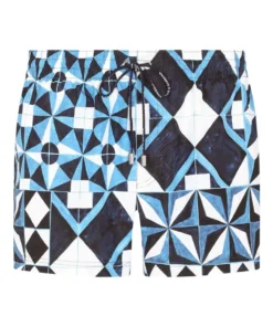 Dolce & Gabbana Majolica Print Swim Shorts HB1SU-CEMENTINE FDO. Swimwear