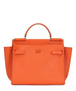 Dolce & Gabbana Medium Leather Sicily 62 Top-Handle Bag 8F200-ORANGE/LGHTBLU Top Handle Bags