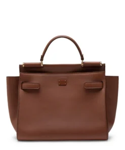 Dolce & Gabbana Medium Leather Sicily 62 Top-Handle Bag 8I196-DESERT/DOVE Top Handle Bags