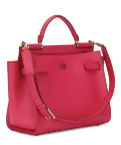 Dolce & Gabbana Medium Leather Sicily 62 Top-Handle Bag 8B031-FUCHSIA/YELLOW Top Handle Bags