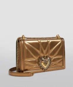 Dolce & Gabbana Medium Metallic Leather Devotion Bag 87279-ORO SCURO Shoulder Bags -Dolce & Gabbana online Store dolce gabbana medium metallic leather devotion bag 14864919 25416749 1000