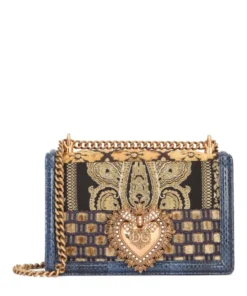 Dolce & Gabbana Medium Patchwork Devotion Cross-Body Bag 8J632-M.BLUE/BROWN 4 Shoulder Bags