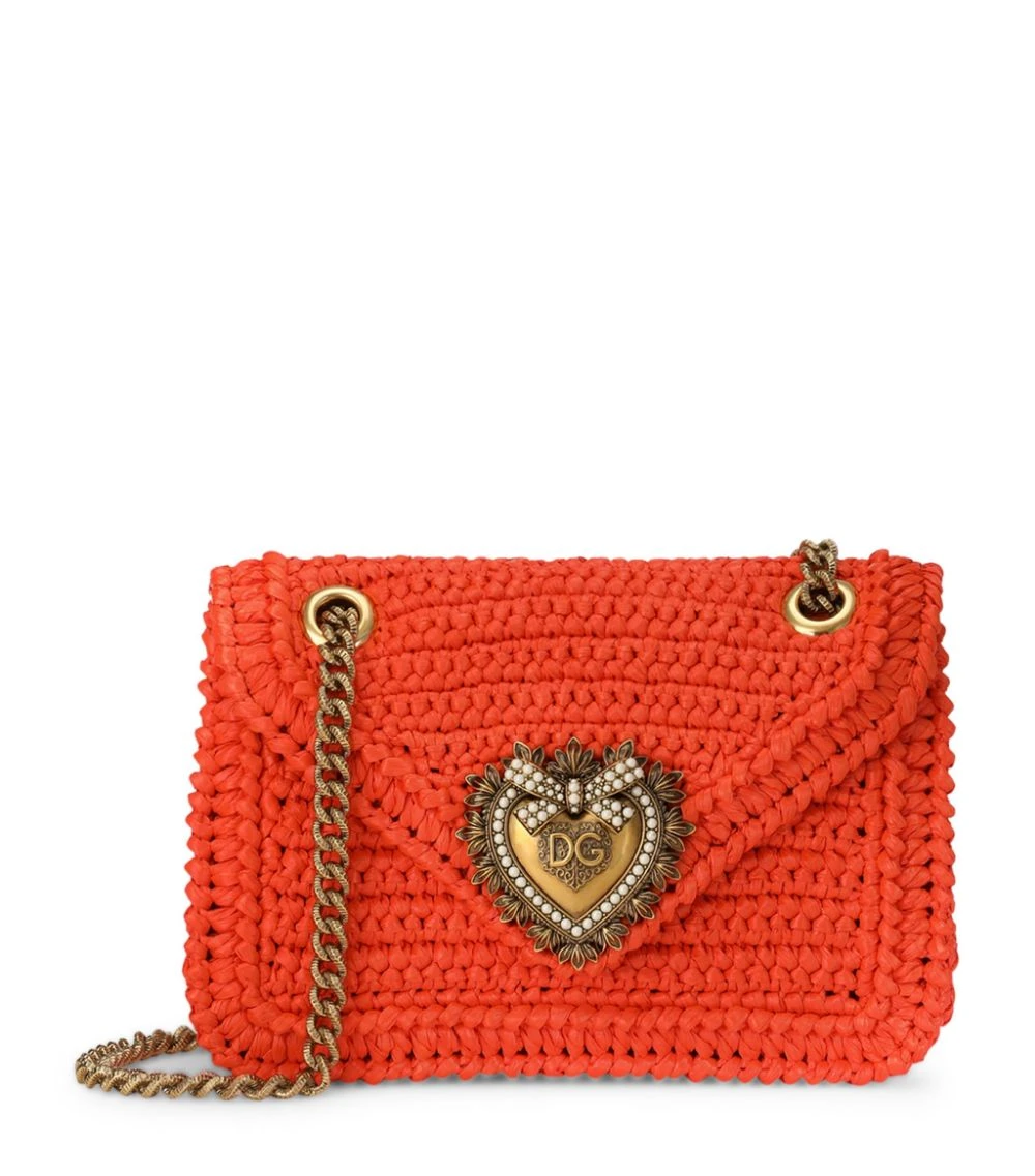 Dolce & Gabbana Medium Raffia Devotion Shoulder Bag 8N222-ORANGE/MANDARI Shoulder Bags 1 Dolce & Gabbana Medium Raffia Devotion Shoulder Bag 8N222-ORANGE/MANDARI Shoulder Bags