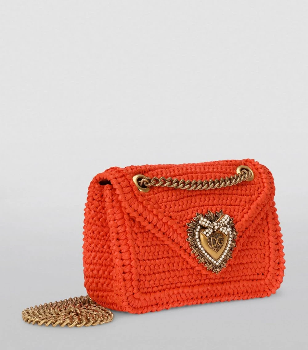 Dolce & Gabbana Medium Raffia Devotion Shoulder Bag 8N222-ORANGE/MANDARI Shoulder Bags 3 Dolce & Gabbana Medium Raffia Devotion Shoulder Bag 8N222-ORANGE/MANDARI Shoulder Bags - Image 3