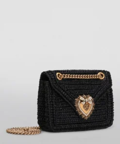 Dolce & Gabbana Medium Raffia Devotion Shoulder Bag 8B956-BLACK/BLACK Top Handle Bags -Dolce & Gabbana online Store dolce gabbana medium raffia devotion shoulder bag 16786596 33078019 1000