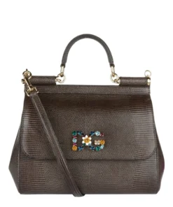 Dolce & Gabbana Medium Sicily Bag 80705-GREY MELANGE Top Handle Bags