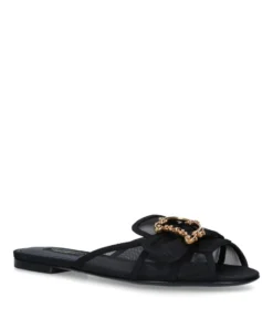 Dolce & Gabbana Mesh Baroque Logo Sandals BLACK Slides