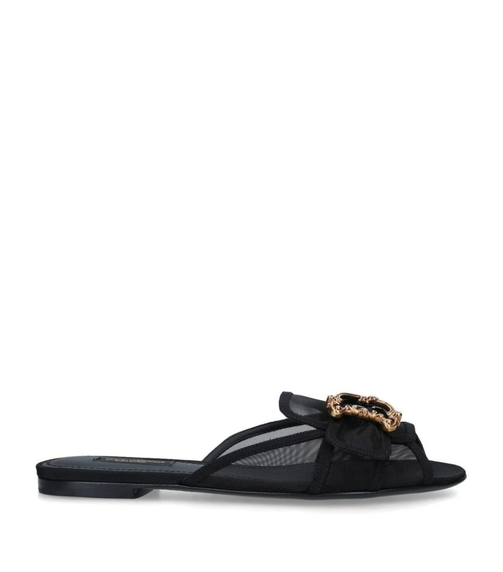 Dolce & Gabbana Mesh Baroque Logo Sandals BLACK Slides 3 Dolce & Gabbana Mesh Baroque Logo Sandals BLACK Slides - Image 3