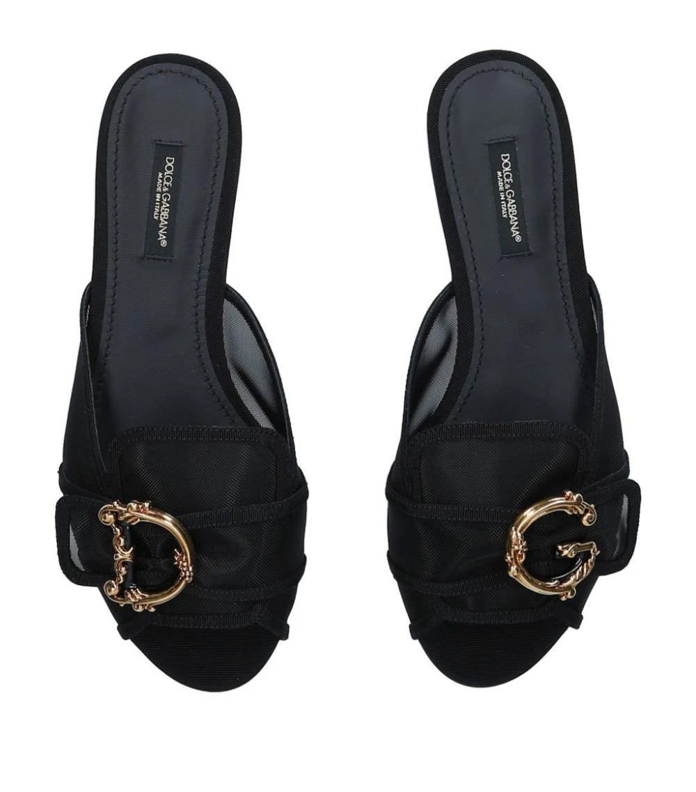 Dolce & Gabbana Mesh Baroque Logo Sandals BLACK Slides 4 Dolce & Gabbana Mesh Baroque Logo Sandals BLACK Slides - Image 4