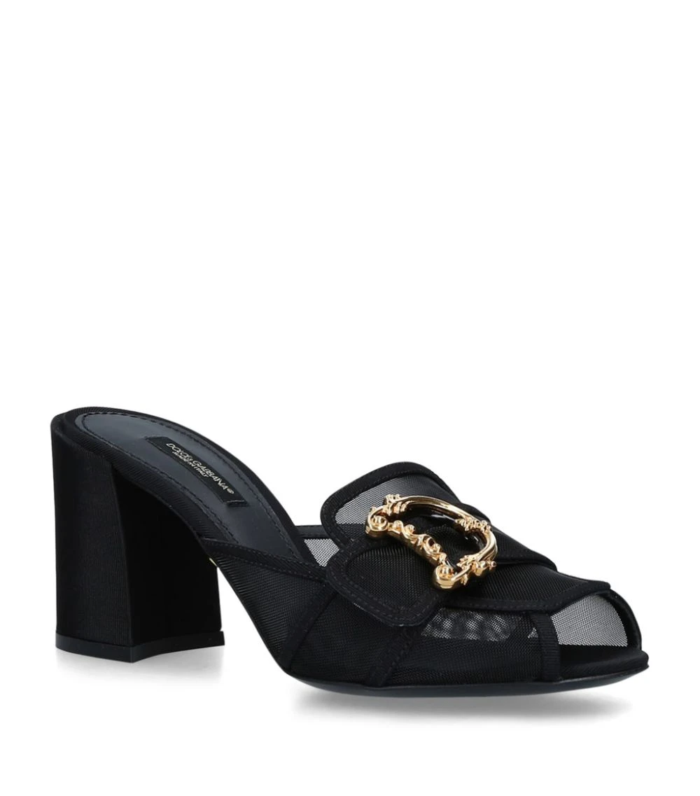 Dolce & Gabbana Mesh Keira Mules 75 BLACK Heel Sandals 1 Dolce & Gabbana Mesh Keira Mules 75 BLACK Heel Sandals
