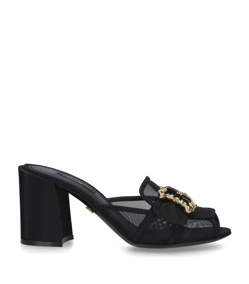 Dolce & Gabbana Mesh Keira Mules 75 BLACK Heel Sandals 3 Dolce & Gabbana Mesh Keira Mules 75 BLACK Heel Sandals - Image 3