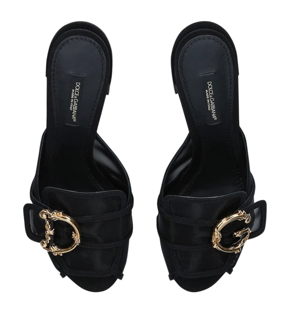 Dolce & Gabbana Mesh Keira Mules 75 BLACK Heel Sandals 4 Dolce & Gabbana Mesh Keira Mules 75 BLACK Heel Sandals - Image 4