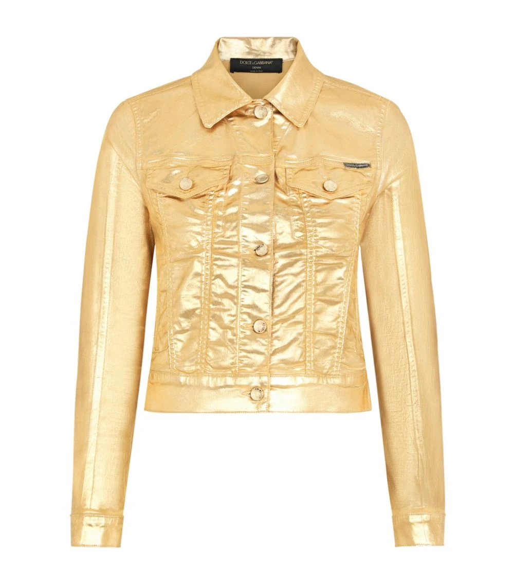 Dolce & Gabbana Metallic Denim Jacket S0997-GOLD Denim Jackets 1 Dolce & Gabbana Metallic Denim Jacket S0997-GOLD Denim Jackets