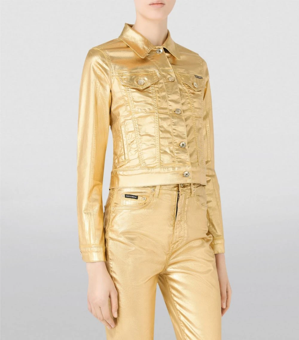 Dolce & Gabbana Metallic Denim Jacket S0997-GOLD Denim Jackets 4 Dolce & Gabbana Metallic Denim Jacket S0997-GOLD Denim Jackets - Image 4