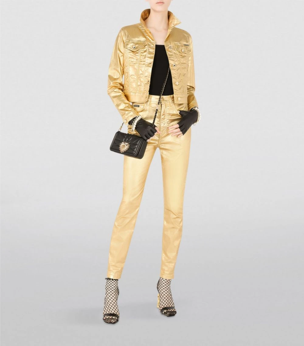 Dolce & Gabbana Metallic Denim Jacket S0997-GOLD Denim Jackets 2 Dolce & Gabbana Metallic Denim Jacket S0997-GOLD Denim Jackets - Image 2