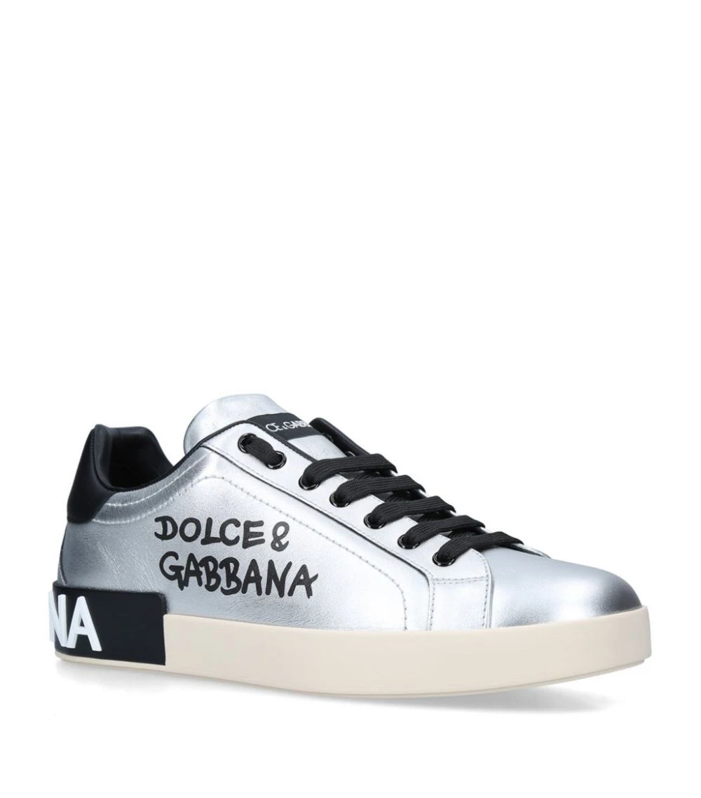 Dolce & Gabbana Metallic Portofino Sneakers SILVER Low-Top Sneakers 1 Dolce & Gabbana Metallic Portofino Sneakers SILVER Low-Top Sneakers