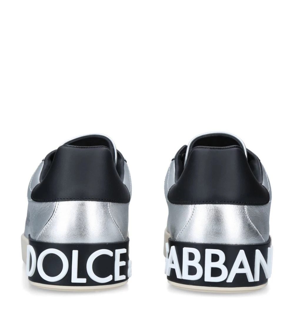 Dolce & Gabbana Metallic Portofino Sneakers SILVER Low-Top Sneakers 2 Dolce & Gabbana Metallic Portofino Sneakers SILVER Low-Top Sneakers - Image 2