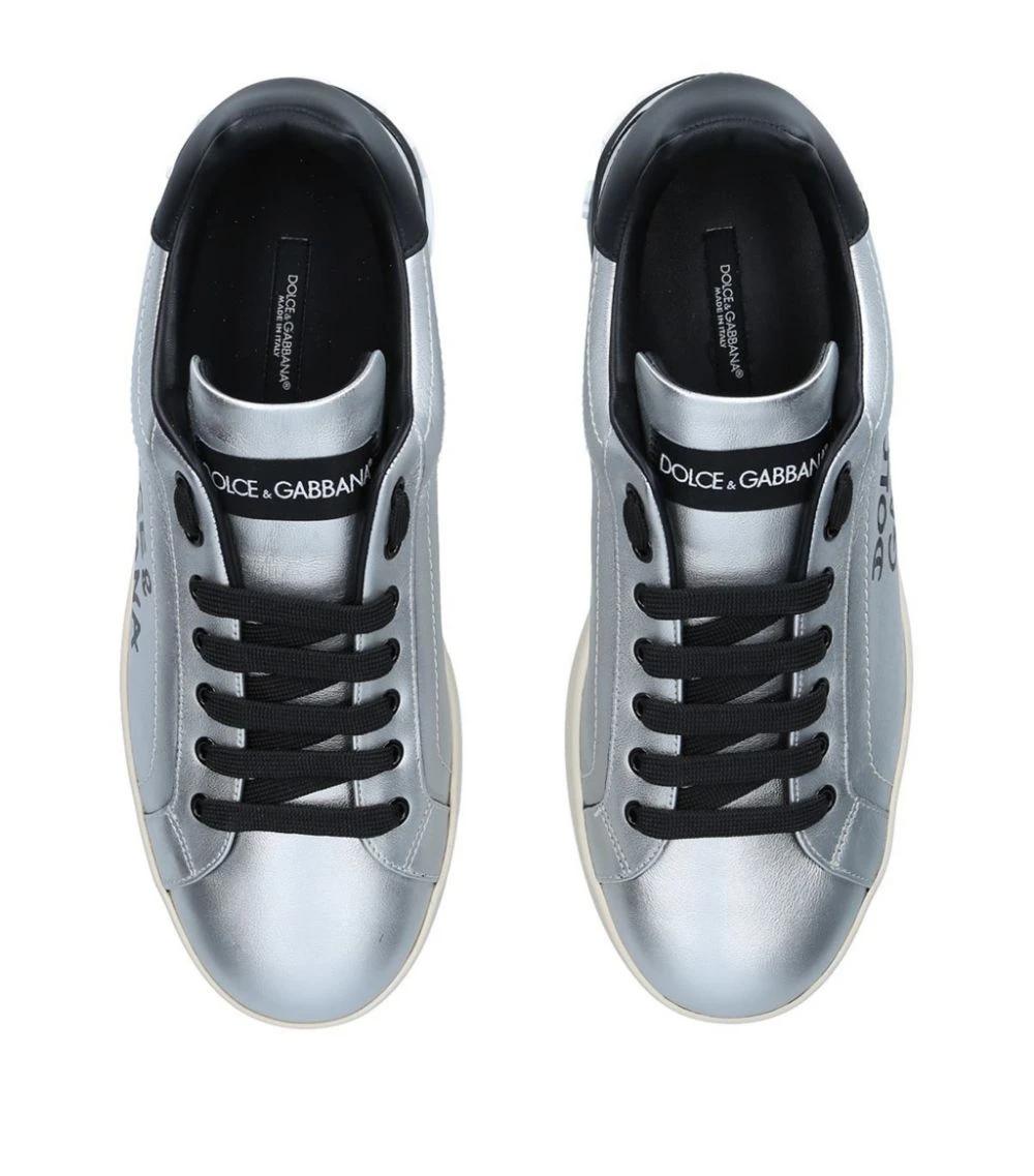 Dolce & Gabbana Metallic Portofino Sneakers SILVER Low-Top Sneakers 4 Dolce & Gabbana Metallic Portofino Sneakers SILVER Low-Top Sneakers - Image 4