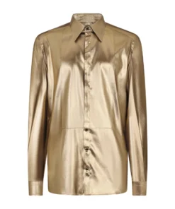 Dolce & Gabbana Metallic Tuxedo Shirt S0997-GOLD Casual Shirts