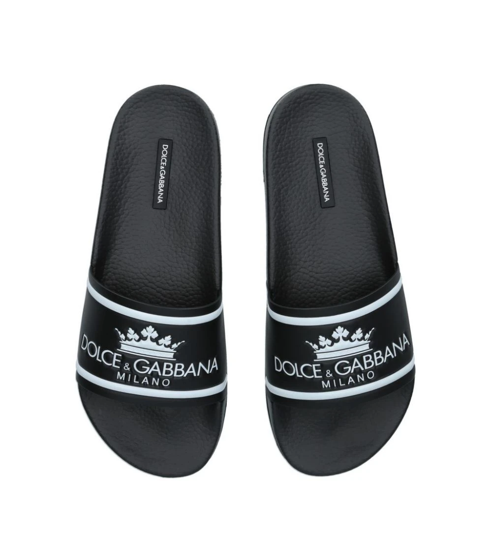 Dolce & Gabbana Milano Slides BLK/WHITE 4 Dolce & Gabbana Milano Slides BLK/WHITE - Image 4