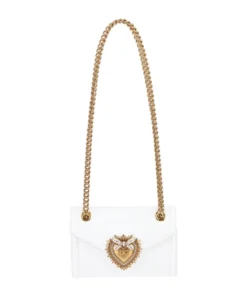 Dolce & Gabbana Mini Leather Devotion Shoulder Bag 80002-OPTICAL WHITE Shoulder Bags