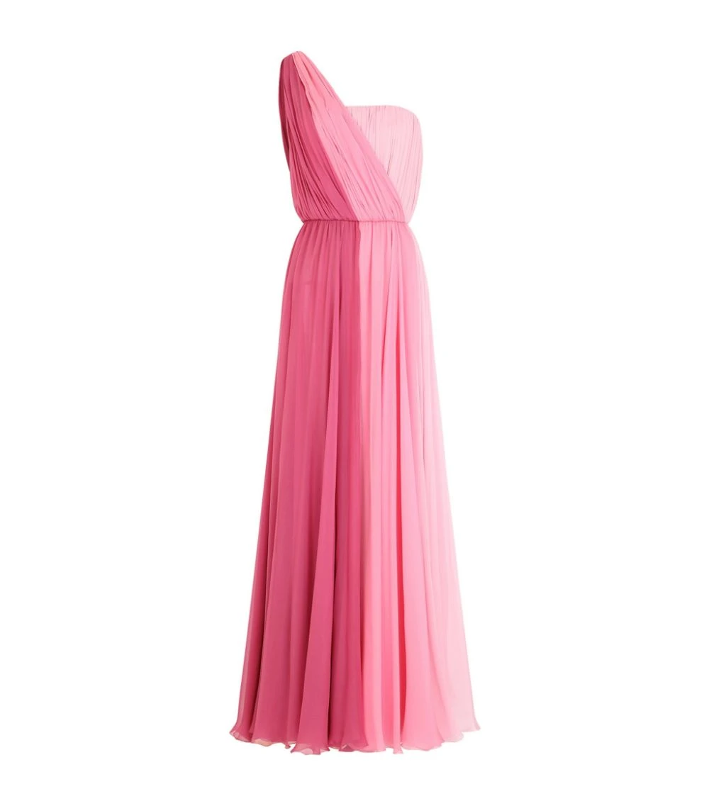 Dolce & Gabbana Multicoloured Chiffon One-Shoulder Gown S9002-COMBINED COLOU Gowns 1 Dolce & Gabbana Multicoloured Chiffon One-Shoulder Gown S9002-COMBINED COLOU Gowns
