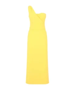 Dolce & Gabbana One-Shoulder Midi Dress A3661-YELLOW Midi Dresses