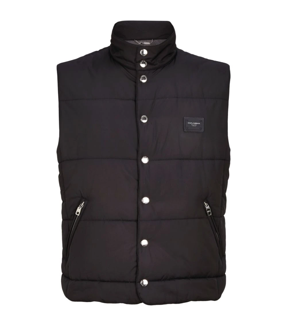 Dolce & Gabbana Padded Logo Gilet N0000-BLACK Gilets 1 Dolce & Gabbana Padded Logo Gilet N0000-BLACK Gilets