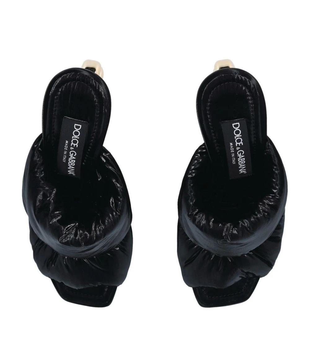 Dolce & Gabbana Padded Mules 115 BLACK Heeled Mules 4 Dolce & Gabbana Padded Mules 115 BLACK Heeled Mules - Image 4