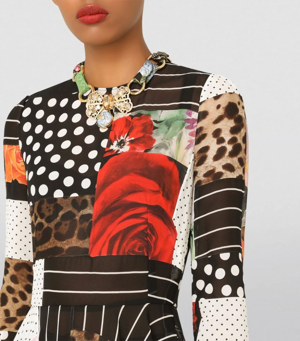 Dolce & Gabbana Patchwork Charmeuse Midi Dress S9000-COMBINED COLOU Midi Dresses 6 Dolce & Gabbana Patchwork Charmeuse Midi Dress S9000-COMBINED COLOU Midi Dresses - Image 6