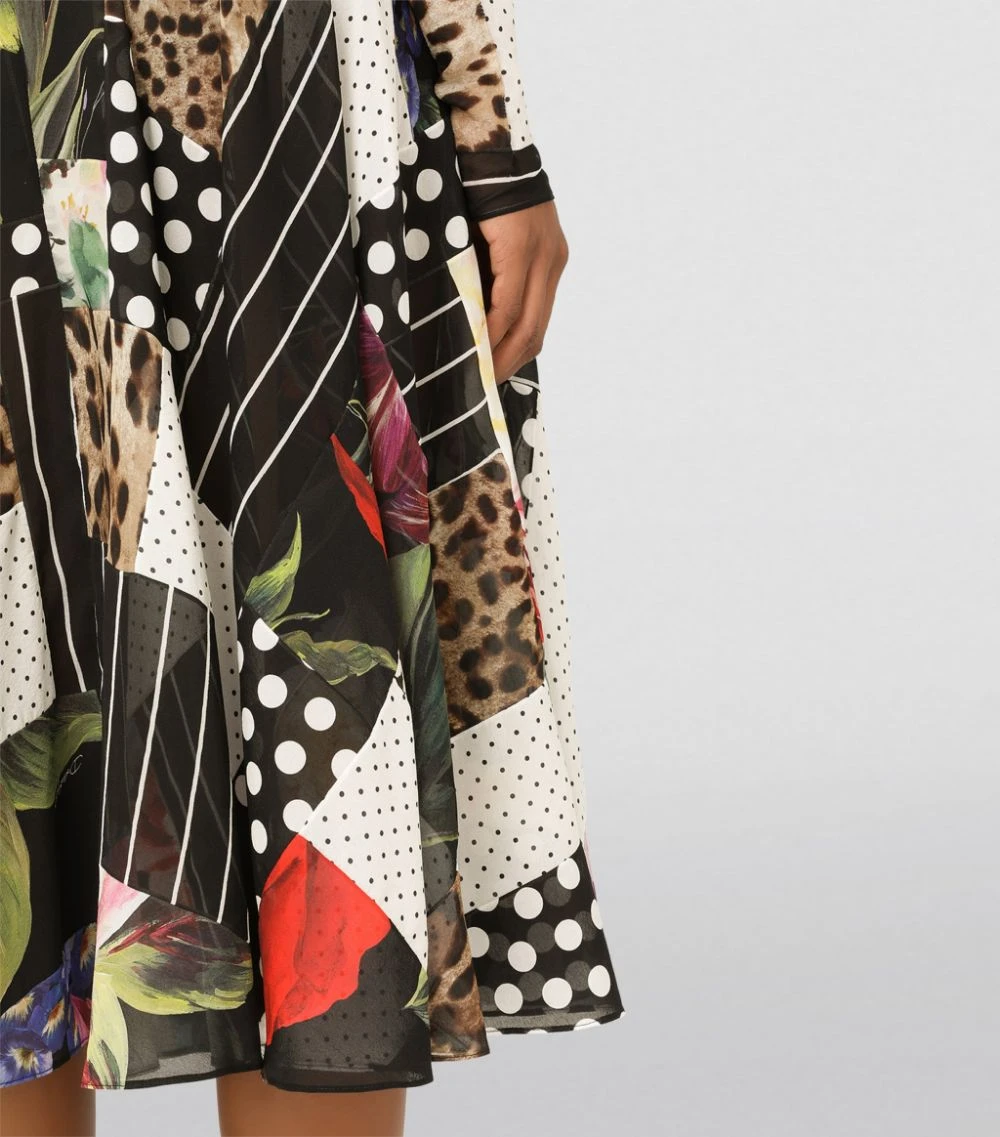 Dolce & Gabbana Patchwork Charmeuse Midi Dress S9000-COMBINED COLOU Midi Dresses 7 Dolce & Gabbana Patchwork Charmeuse Midi Dress S9000-COMBINED COLOU Midi Dresses - Image 7