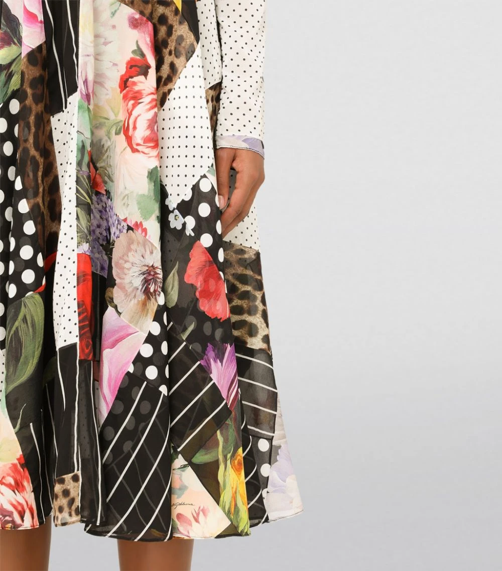 Dolce & Gabbana Patchwork Charmeuse Midi Dress S9000-COMBINED COLOU Midi Dresses 5 Dolce & Gabbana Patchwork Charmeuse Midi Dress S9000-COMBINED COLOU Midi Dresses - Image 5