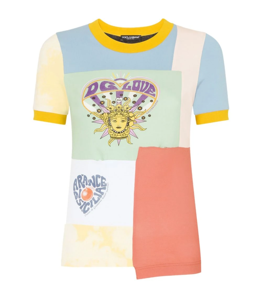 Dolce & Gabbana Patchwork Jersey T-Shirt S9000-COMBINED COLOU T-shirts 1 Dolce & Gabbana Patchwork Jersey T-Shirt S9000-COMBINED COLOU T-shirts