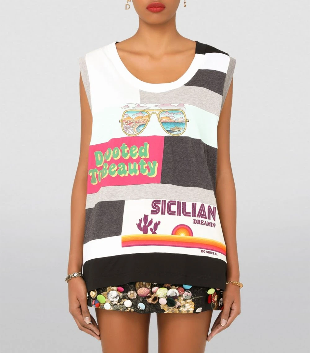 Dolce & Gabbana Patchwork Jersey Tank Top S9000-COMBINED COLOU Camis & Tanks 3 Dolce & Gabbana Patchwork Jersey Tank Top S9000-COMBINED COLOU Camis & Tanks - Image 3