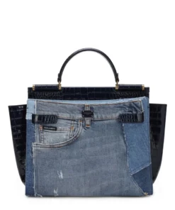 Dolce & Gabbana Patchwork Sicily 62 Top-Handle Bag 8M800-DENIM Top Handle Bags