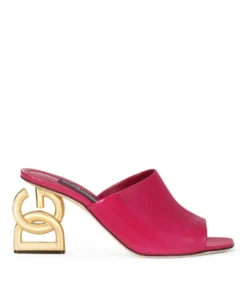 Dolce & Gabbana Patent Leather DG Pop Keira Mules 75 8H420-FUCHSIA Heeled Mules