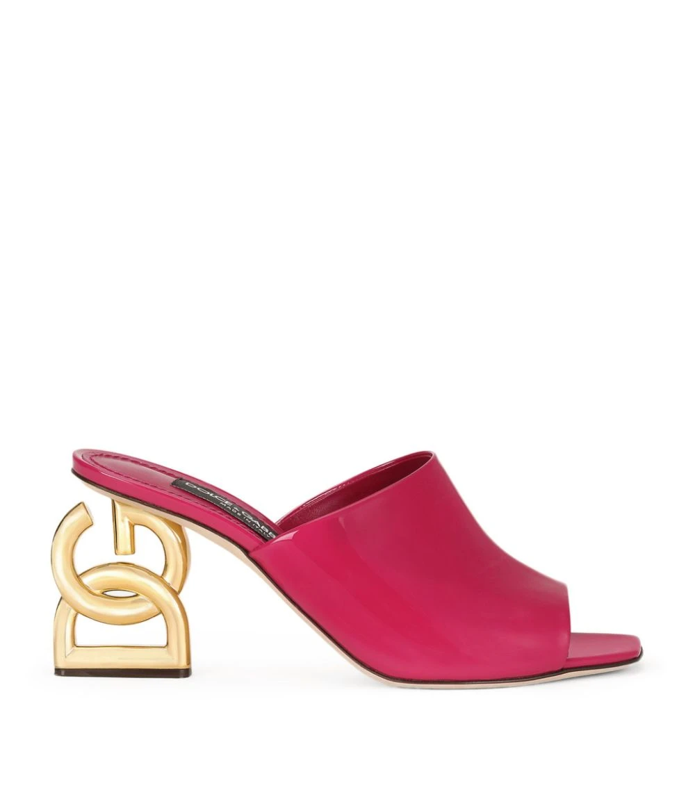 Dolce & Gabbana Patent Leather DG Pop Keira Mules 75 8H420-FUCHSIA Heeled Mules 1 Dolce & Gabbana Patent Leather DG Pop Keira Mules 75 8H420-FUCHSIA Heeled Mules
