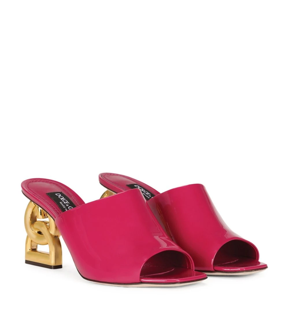 Dolce & Gabbana Patent Leather DG Pop Keira Mules 75 8H420-FUCHSIA Heeled Mules 3 Dolce & Gabbana Patent Leather DG Pop Keira Mules 75 8H420-FUCHSIA Heeled Mules - Image 3