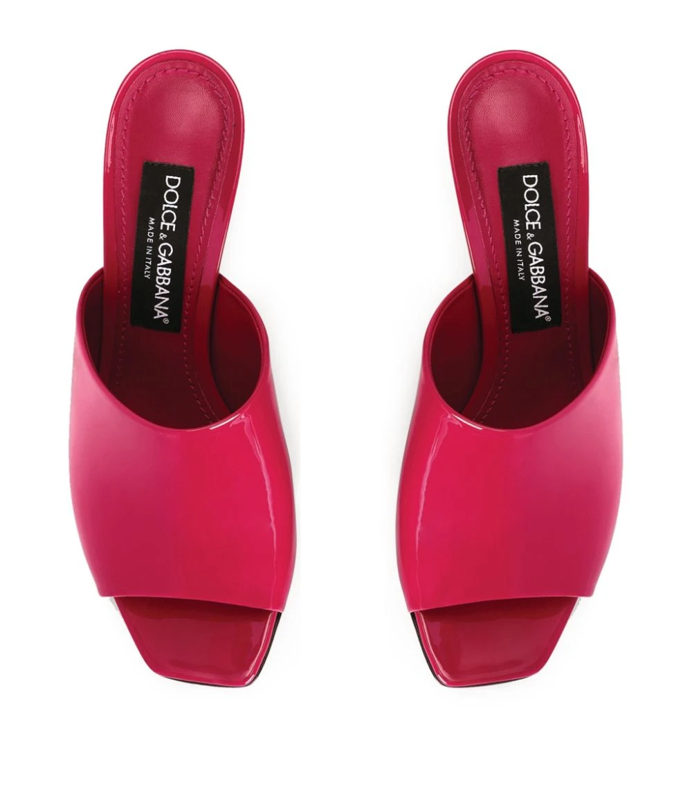Dolce & Gabbana Patent Leather DG Pop Keira Mules 75 8H420-FUCHSIA Heeled Mules 4 Dolce & Gabbana Patent Leather DG Pop Keira Mules 75 8H420-FUCHSIA Heeled Mules - Image 4