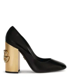 Dolce & Gabbana Patent Leather Jackie Pumps 105 89718-BLACK/GOLD Courts