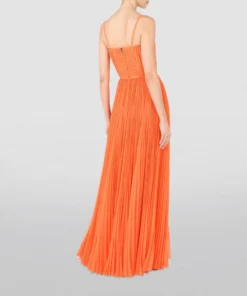 Dolce & Gabbana Pleated Chiffon Dress A0351-BRIGHT ORANGE Gowns -Dolce & Gabbana online Store dolce gabbana pleated chiffon dress 17287769 35317829 1000