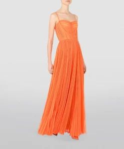 Dolce & Gabbana Pleated Chiffon Dress A0351-BRIGHT ORANGE Gowns -Dolce & Gabbana online Store dolce gabbana pleated chiffon dress 17287769 35318553 1000