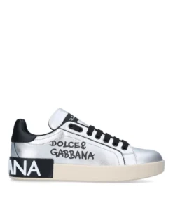 Dolce & Gabbana Portofino Script Sneakers SILVER Low-Top Sneakers -Dolce & Gabbana online Store dolce gabbana portofino script sneakers 16841728 33306990 1000