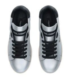 Dolce & Gabbana Portofino Script Sneakers SILVER Low-Top Sneakers -Dolce & Gabbana online Store dolce gabbana portofino script sneakers 16841728 33309000 1000